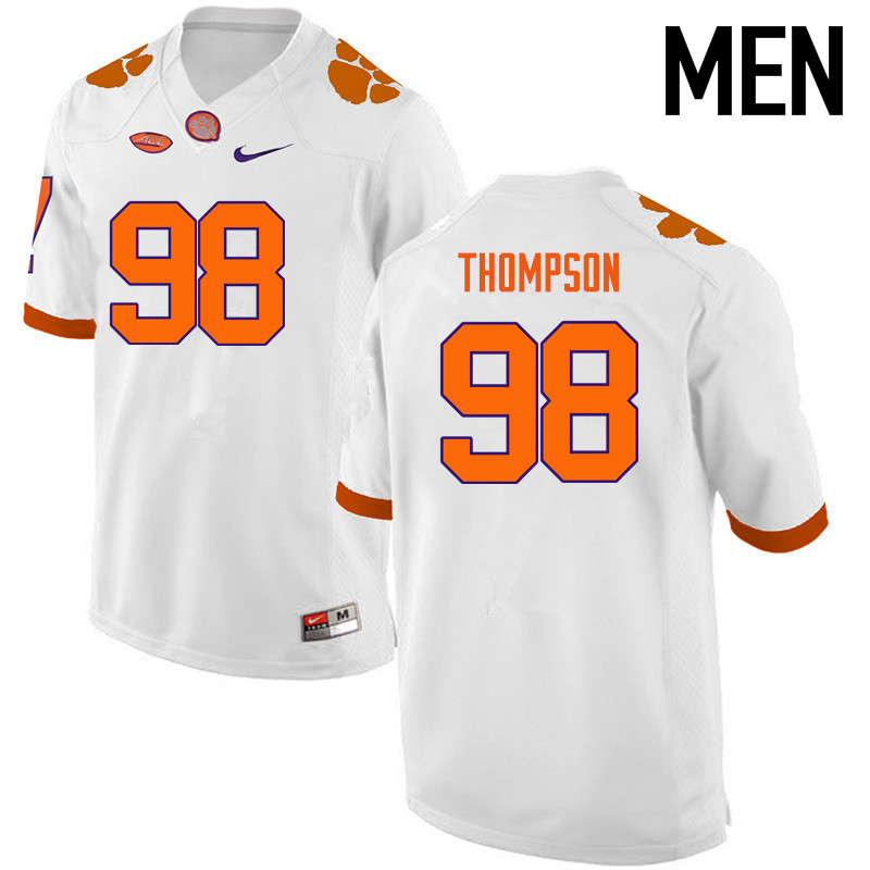 Men Clemson Tigers #98 Brandon Thompson College Football Jerseys-White - Click Image to Close